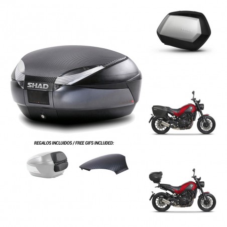 SHAD Maletas SH35 PREMIUM + soporte montaje baul SH48 tapa respaldo 49 L KIT-462223