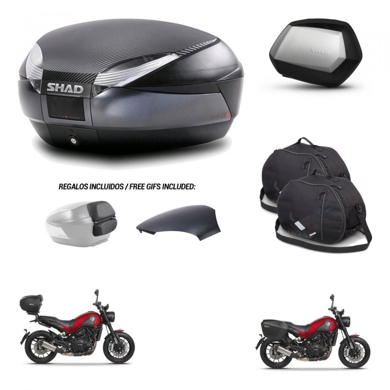 SHAD SH35 PREMIUM suitcases + mounting bracket SH48 trunk backrest cover accessories 49 L KIT-462224