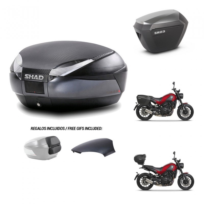SHAD SH23 alu suitcases + mounting bracket SH48 trunk backrest cover 49 L KIT-462225