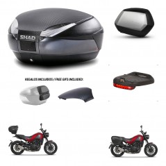 SHAD Maletas SH35 PREMIUM + soporte montaje baul SH48 tapa respaldo accesorios 49 L KIT-462229