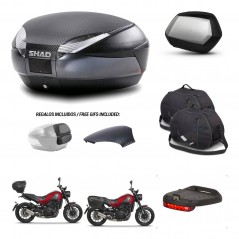 SHAD Maletas SH35 PREMIUM + soporte montaje baul SH48 tapa respaldo accesorios 49 L KIT-462230