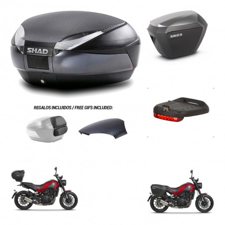 SHAD SH23 alu suitcases + mounting bracket SH48 trunk backrest cover accessories 49 L KIT-462231