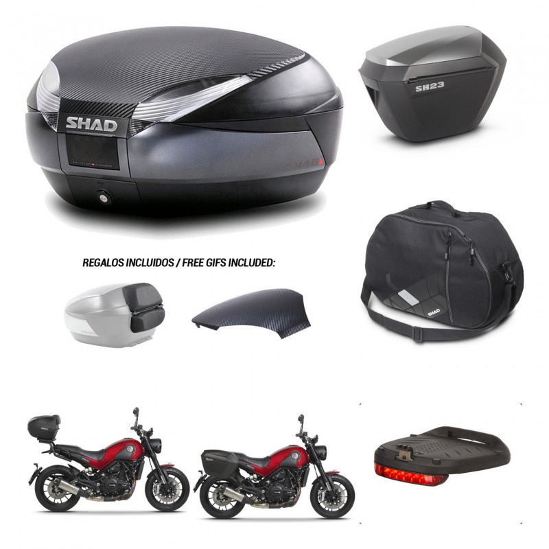 SHAD SH23 alu suitcases + mounting bracket SH48 trunk backrest cover accessories 49 L KIT-462243