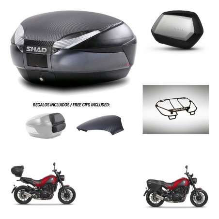 SHAD Maletas SH35 PREMIUM + soporte montaje baul SH48 tapa respaldo accesorios 49 L KIT-462247
