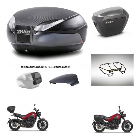 SHAD Maletas sh23 alu + soporte montaje baul SH48 tapa respaldo accesorios 49 L KIT-462249