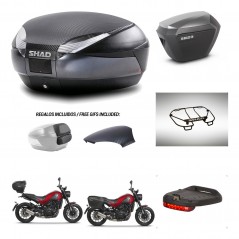SHAD SH23 alu suitcases + mounting bracket SH48 trunk backrest cover accessories 49 L KIT-462255