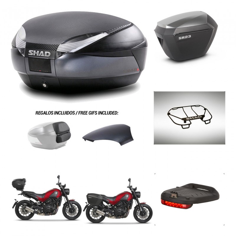 SHAD SH23 alu suitcases + mounting bracket SH48 trunk backrest cover accessories 49 L KIT-462255