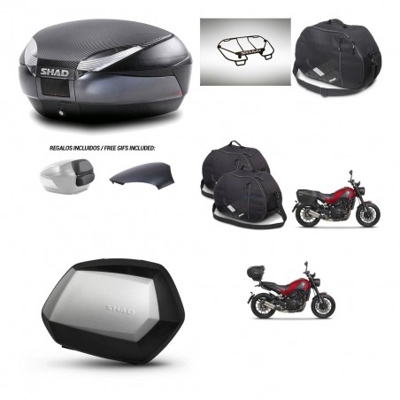 SHAD Maletas SH35 PREMIUM + soporte montaje baul SH48 tapa respaldo accesorios 49 L KIT-462260