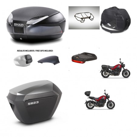 SHAD SH23 alu suitcases + mounting bracket SH48 trunk backrest cover accessories 49 L KIT-462267