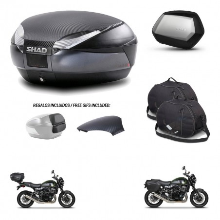 SHAD Maletas SH35 PREMIUM + soporte montaje baul SH48 tapa respaldo accesorios 49 L KIT-462272