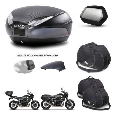 SHAD Maletas SH35 PREMIUM + soporte montaje baul SH48 tapa respaldo accesorios 49 L KIT-462284
