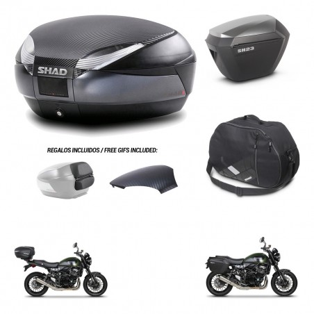 SHAD SH23 alu suitcases + mounting bracket SH48 trunk backrest cover accessories 49 L KIT-462285