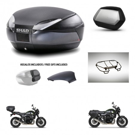 SHAD Maletas SH35 PREMIUM + soporte montaje baul SH48 tapa respaldo accesorios 49 L KIT-462295