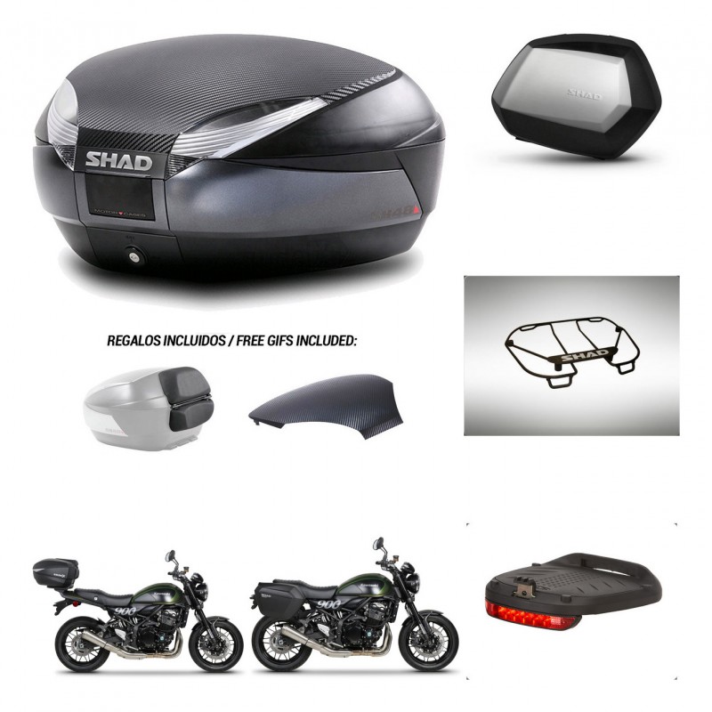 SHAD Maletas SH35 PREMIUM + soporte montaje baul SH48 tapa respaldo accesorios 49 L KIT-462301