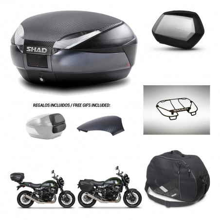 SHAD Maletas SH35 PREMIUM + soporte montaje baul SH48 tapa respaldo accesorios 49 L KIT-462307
