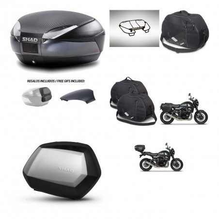 SHAD Maletas SH35 PREMIUM + soporte montaje baul SH48 tapa respaldo accesorios 49 L KIT-462308