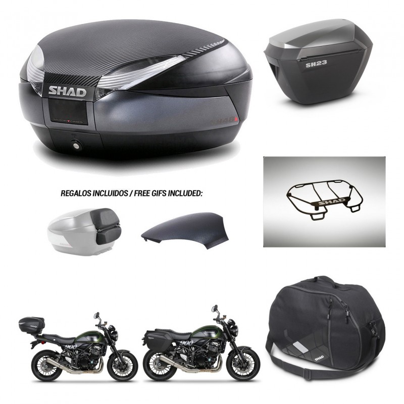 SHAD SH23 alu suitcases + mounting bracket SH48 trunk backrest cover accessories 49 L KIT-462309
