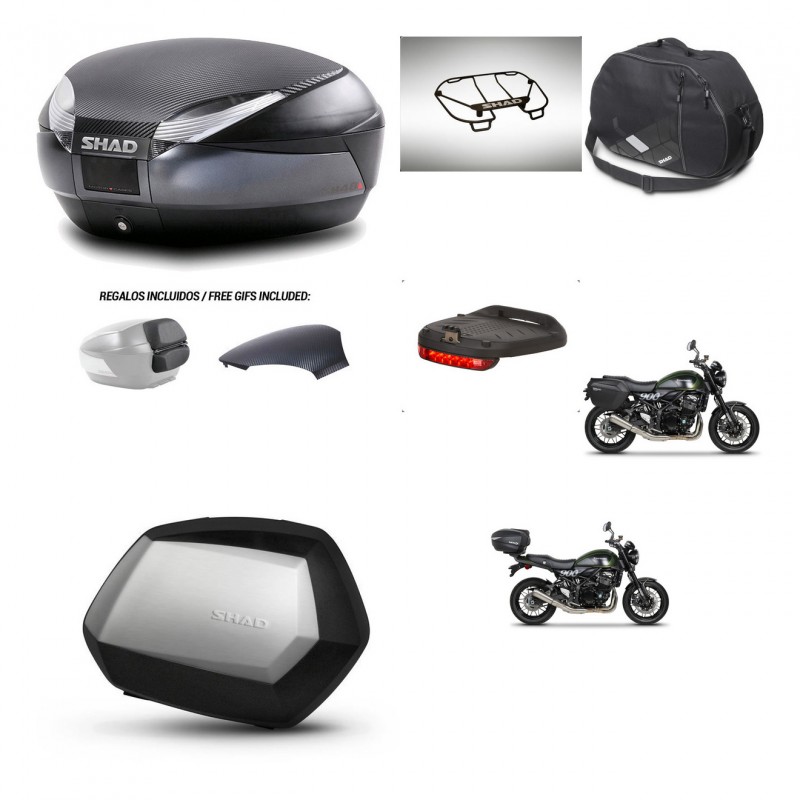 SHAD Maletas SH35 PREMIUM + soporte montaje baul SH48 tapa respaldo accesorios 49 L KIT-462313
