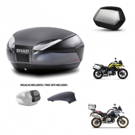SHAD Maletas SH35 PREMIUM + soporte montaje baul SH48 tapa respaldo 49 L KIT-462319