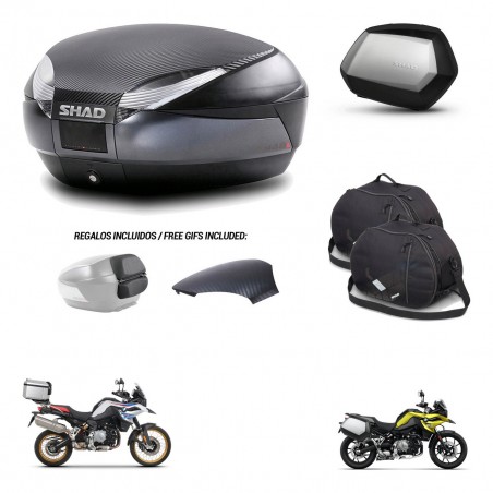 SHAD Maletas SH35 PREMIUM + soporte montaje baul SH48 tapa respaldo accesorios 49 L KIT-462320