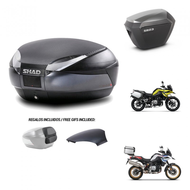SHAD SH23 alu suitcases + mounting bracket SH48 trunk backrest cover 49 L KIT-462321