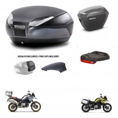 SHAD SH23 alu suitcases + mounting bracket SH48 trunk backrest cover accessories 49 L KIT-462327