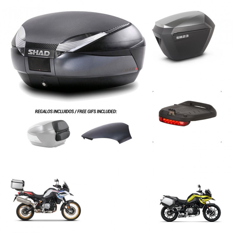 SHAD SH23 alu suitcases + mounting bracket SH48 trunk backrest cover accessories 49 L KIT-462327