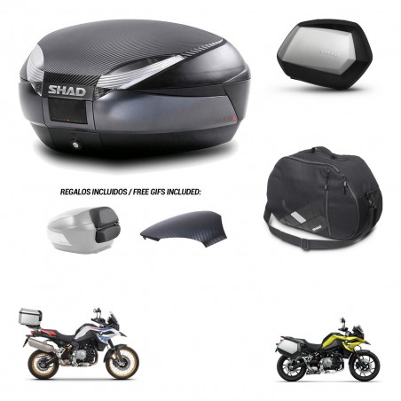 SHAD Maletas SH35 PREMIUM + soporte montaje baul SH48 tapa respaldo accesorios 49 L KIT-462331