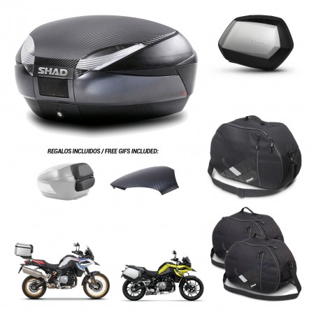 SHAD Maletas SH35 PREMIUM + soporte montaje baul SH48 tapa respaldo accesorios 49 L KIT-462332