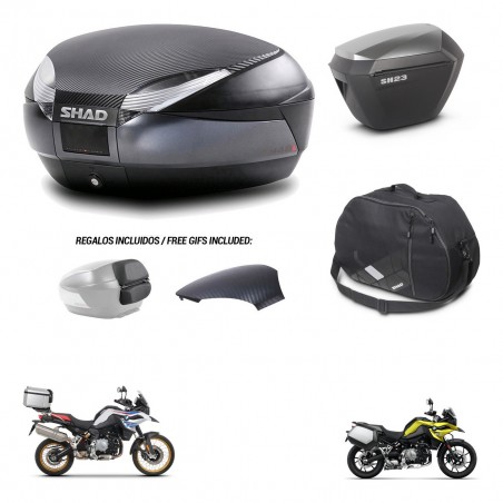 SHAD Maletas sh23 alu + soporte montaje baul SH48 tapa respaldo accesorios 49 L KIT-462333