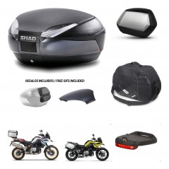 SHAD Maletas SH35 PREMIUM + soporte montaje baul SH48 tapa respaldo accesorios 49 L KIT-462337