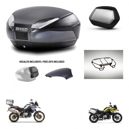 SHAD SH35 PREMIUM suitcases + mounting bracket SH48 trunk backrest cover accessories 49 L KIT-462343