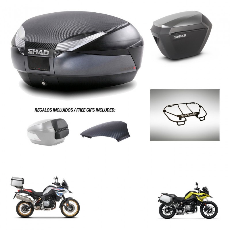 SHAD SH23 alu suitcases + mounting bracket SH48 trunk backrest cover accessories 49 L KIT-462345
