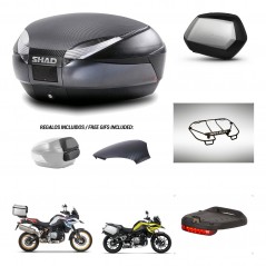 SHAD Maletas SH35 PREMIUM + soporte montaje baul SH48 tapa respaldo accesorios 49 L KIT-462349