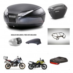 SHAD SH23 alu suitcases + mounting bracket SH48 trunk backrest cover accessories 49 L KIT-462351