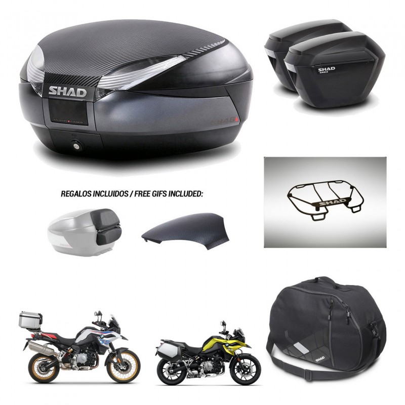 SHAD Maletas sh23 + soporte montaje baul SH48 tapa respaldo accesorios 49 L KIT-462354