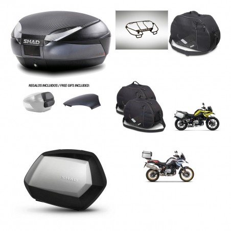 SHAD Maletas SH35 PREMIUM + soporte montaje baul SH48 tapa respaldo accesorios 49 L KIT-462356