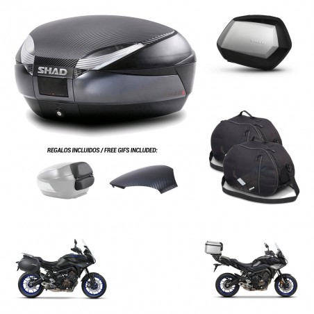 SHAD Maletas SH35 PREMIUM + soporte montaje baul SH48 tapa respaldo accesorios 49 L KIT-462368