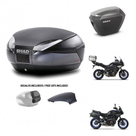 SHAD SH23 alu suitcases + mounting bracket SH48 trunk backrest cover 49 L KIT-462369