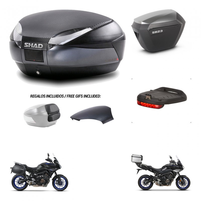 SHAD SH23 alu suitcases + mounting bracket SH48 trunk backrest cover accessories 49 L KIT-462375