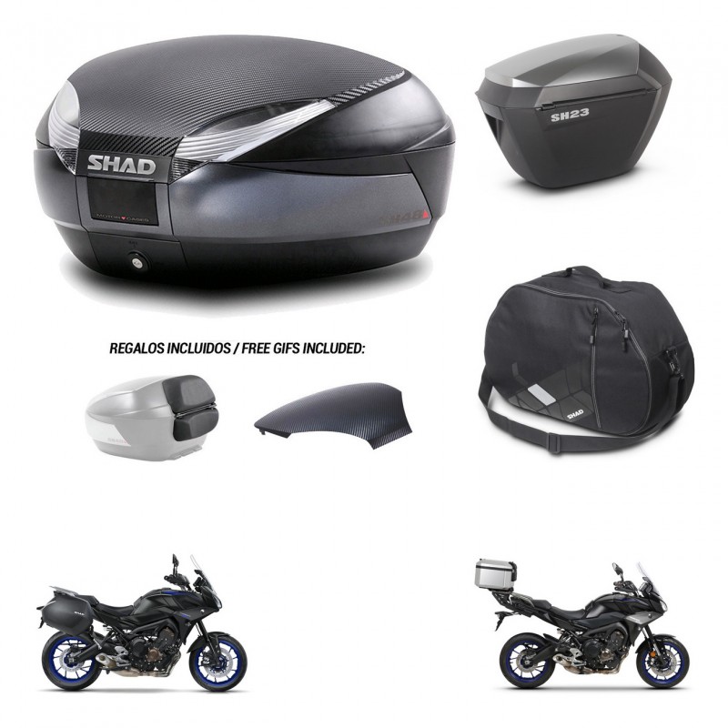 SHAD SH23 alu suitcases + mounting bracket SH48 trunk backrest cover accessories 49 L KIT-462381