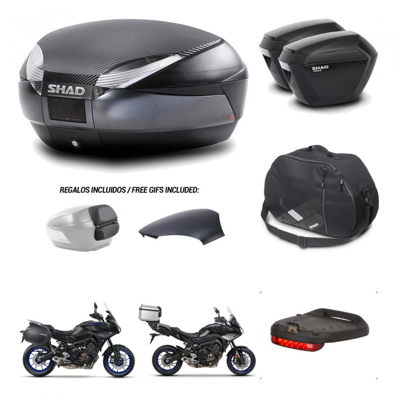 SHAD Maletas sh23 + soporte montaje baul SH48 tapa respaldo accesorios 49 L KIT-462384
