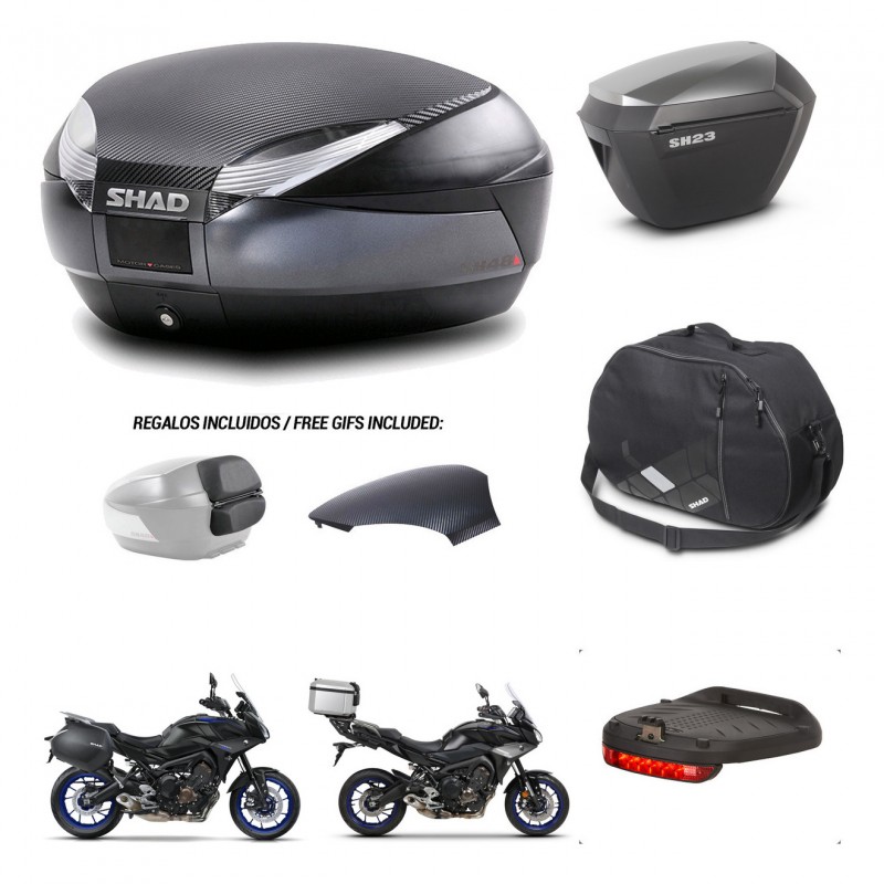 SHAD SH23 alu suitcases + mounting bracket SH48 trunk backrest cover accessories 49 L KIT-462387