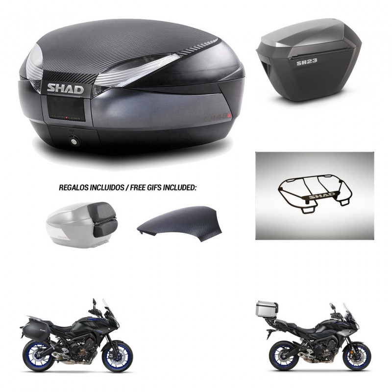 SHAD SH23 alu suitcases + mounting bracket SH48 trunk backrest cover accessories 49 L KIT-462393