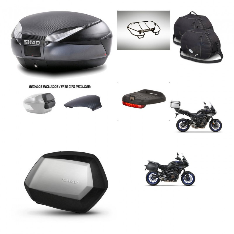 SHAD Maletas SH35 PREMIUM + soporte montaje baul SH48 tapa respaldo accesorios 49 L KIT-462398