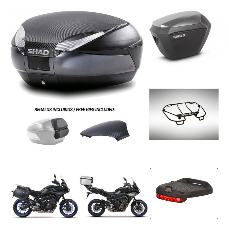 SHAD SH23 alu suitcases + mounting bracket SH48 trunk backrest cover accessories 49 L KIT-462399