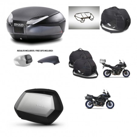 SHAD Maletas SH35 PREMIUM + soporte montaje baul SH48 tapa respaldo accesorios 49 L KIT-462404