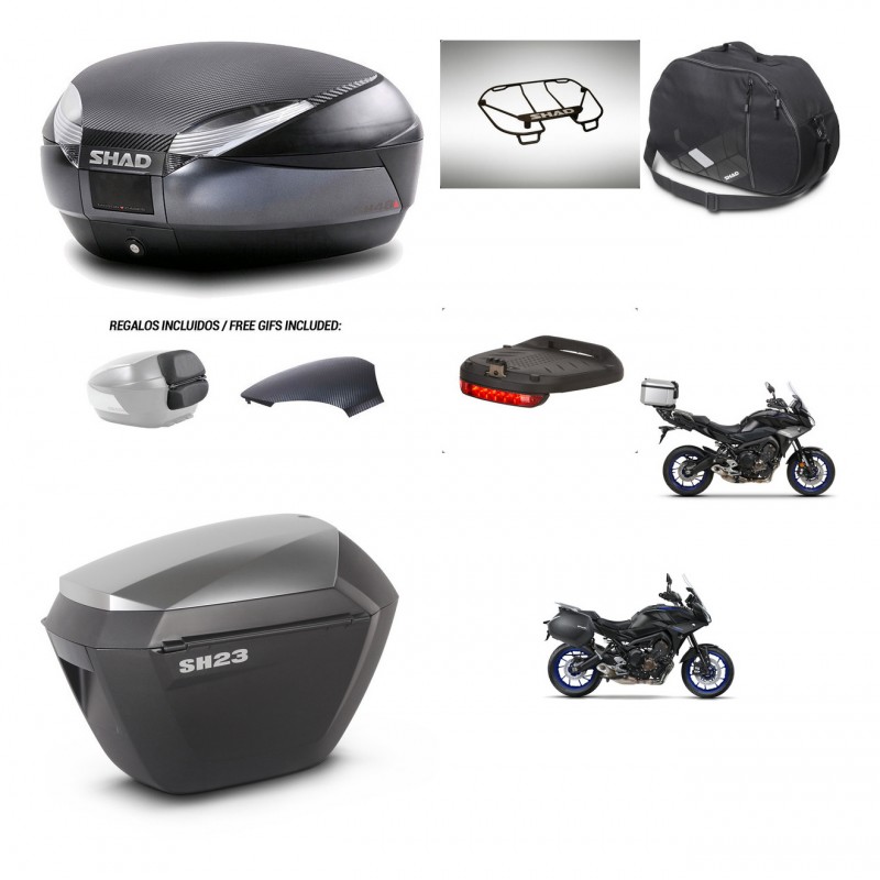 SHAD SH23 alu suitcases + mounting bracket SH48 trunk backrest cover accessories 49 L KIT-462411