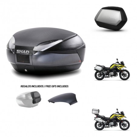 SHAD Maletas SH35 PREMIUM + soporte montaje baul SH48 tapa respaldo 49 L KIT-462415