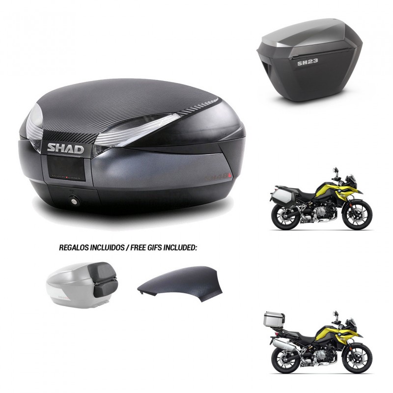 SHAD SH23 alu suitcases + mounting bracket SH48 trunk backrest cover 49 L KIT-462417